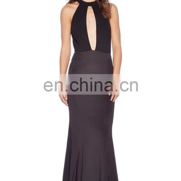 Ladies Black Sexy Long Evening Dress Sexy Halter Neck Evening Gown Evening Dress With Open Back Long photo-2