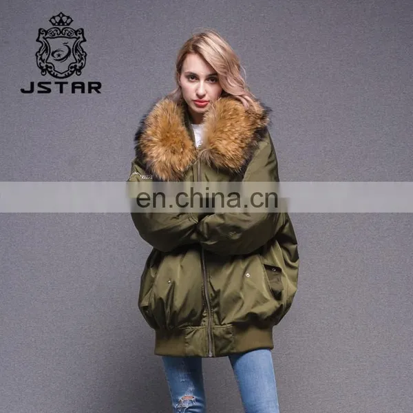 Best Warm Bomber Down Jacket With Raccoon Fur Collar photo-3
