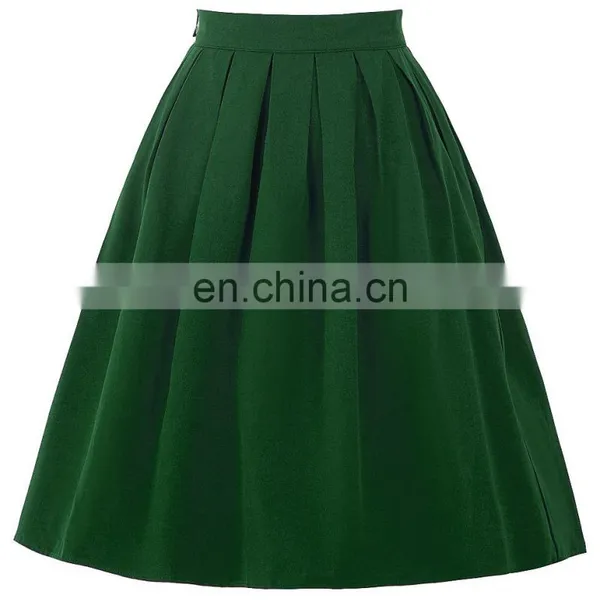 Belle Poque Women Midi Dark Green Retro Vintage Skirts BP000154-4 photo-4