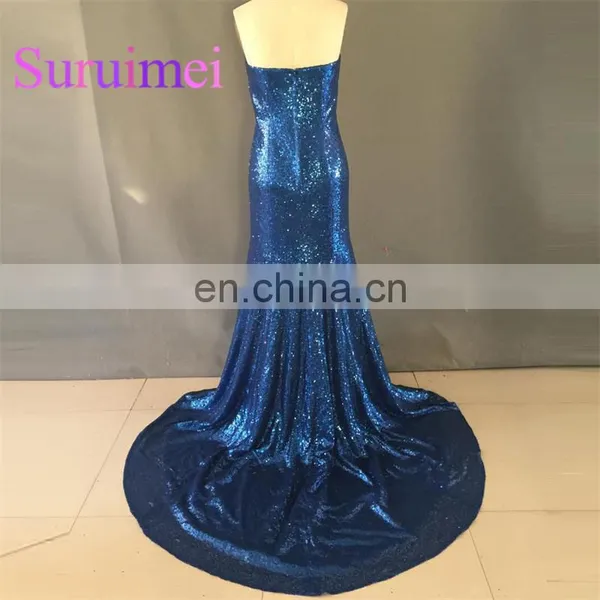 2017 Free Shipping Sequins Prom Dresses Sweep Train Evening Dress Real Pictures photo-2