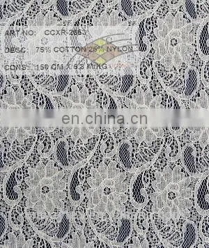 perfect substitute ladies garment cotton/nylon lace fancy design lace fabric