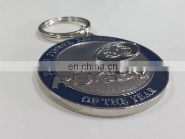 Custom Zinc Alloy Shiny Silver Die Cast Soft Enamel Sparkle Texture Keychain /Gift /Souvenir photo-2