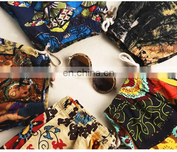 Summer Cotton and Linen Printed Pants Casual Sports Loose Large Size Quick-drying Shorts Thin Men's Beach Pants photo-4