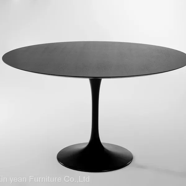 Eero Saarinen Modern Tulip Style Black Kitchen White Marble Top Round Dining Table and Chairs photo-5
