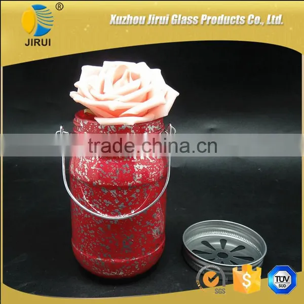 430ml Attractive Painting Glass Mason Jar With Iron Wire photo-5