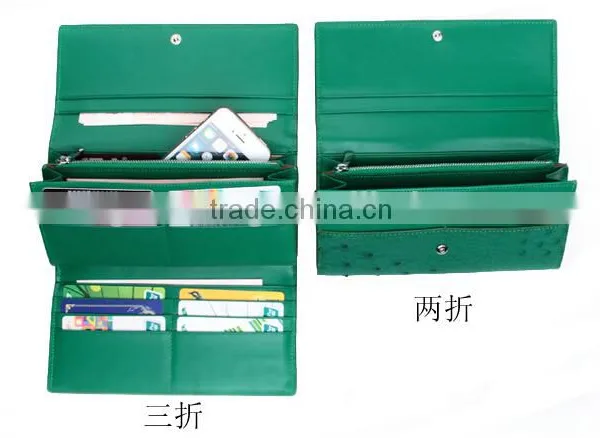 High Quality Customized Logo Genuine Real Ostrich Leather Clutch Wallet for Women photo-4