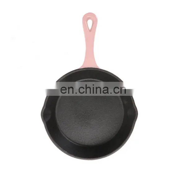 Red Non Stick Cast Iron Fry Pan Enamel 30cm Steak Frying Pan photo-5