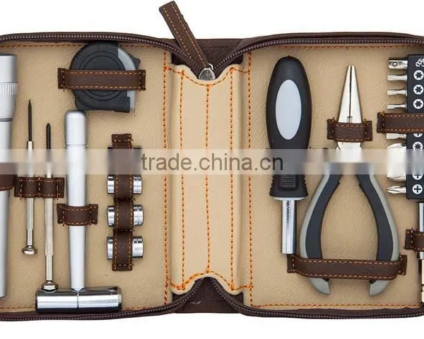 Zippered Faux Leather Carry Case,OEM Leather Electrician Tools Travel Carrying Case, Leather Tools Storage Bag photo-2