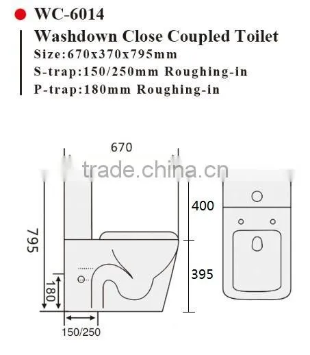 Two-Piece Washdown Watermark Toilet Factory S/P Trap With Geberit or R&T Flush Valve Soft Closing Cover, Australian WELS WC-6014 Quality Choice photo-2