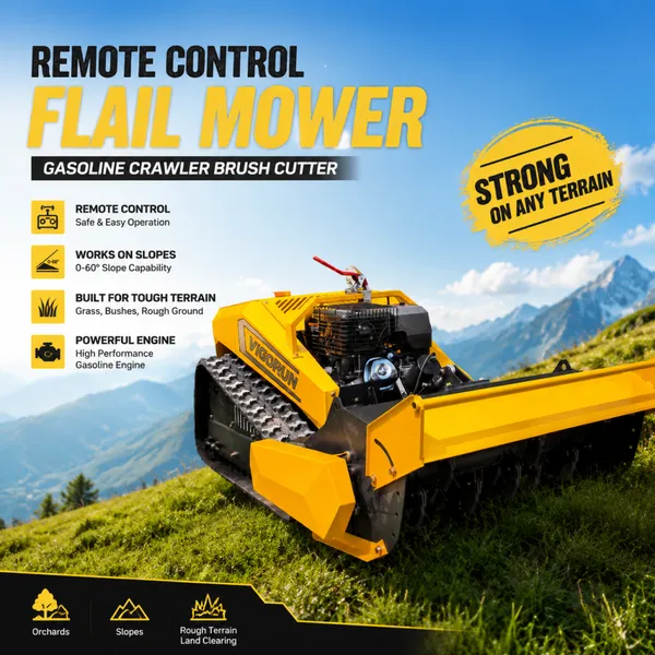 Orchard Farm Roadside Grass Management Remote Mulcher Бензиновая молотковая косилка Гусеничный кусторез