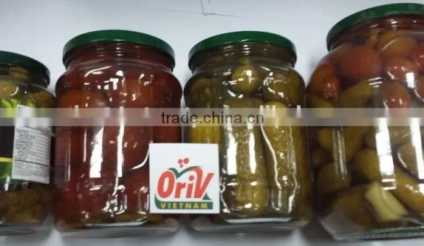 Pickled Cucumber & Tomato Together in Glass Jar for Export