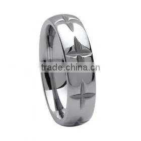 Exwork Price Tungsten Finger Ring With Cross Pattern