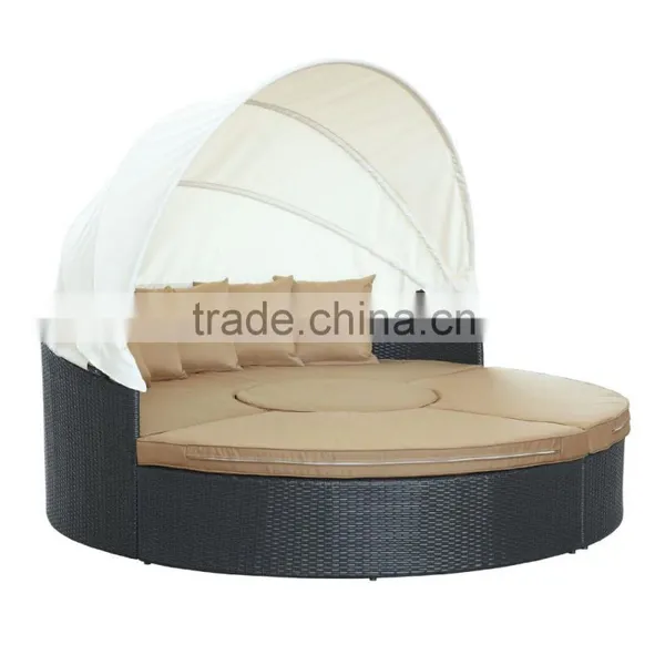 Garden Furniture Set Cheap Outdoor Patio Daybed Round Canopy Luxury Rattan Daybed photo-2