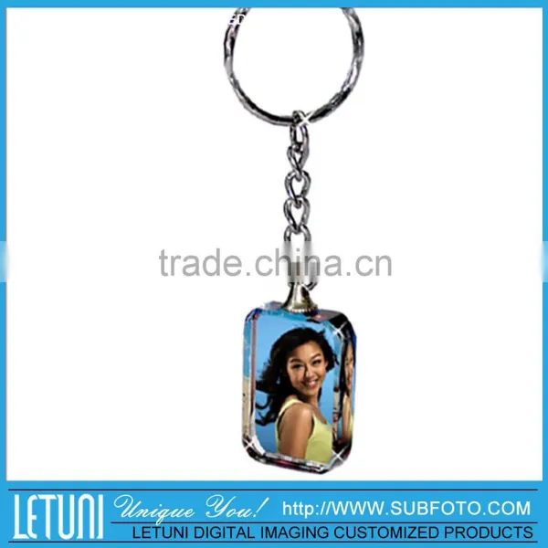 Clear Glass Photo Crystal Keychain