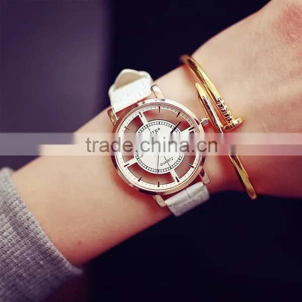 ROSIVGA Korean Transparent Hollow Skeleton Dress Wristwatch Men Women Watches Fashion Casual Leather Couple Clock Dress Watch photo-3