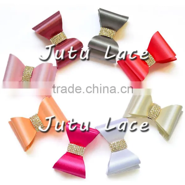 7cm Satin Rhinestone Hair Bow/ Baby Headband Accessories/ Glitter Bowknot With Diamond Ribbon photo-4