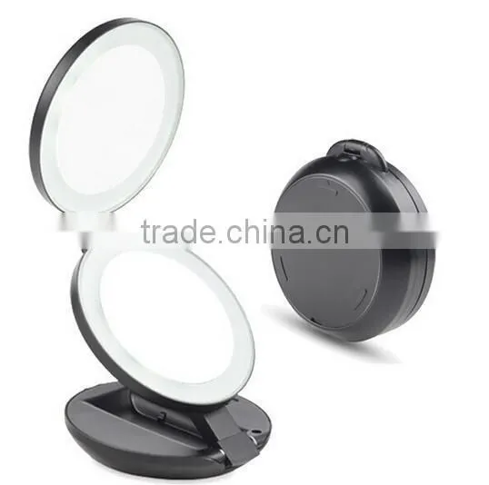 Wholesale 2 Sides Magnifying Folding LED 1x & 10X Magnification Cosmetic Lighted Travel LED Light Makeup Mirror photo-5