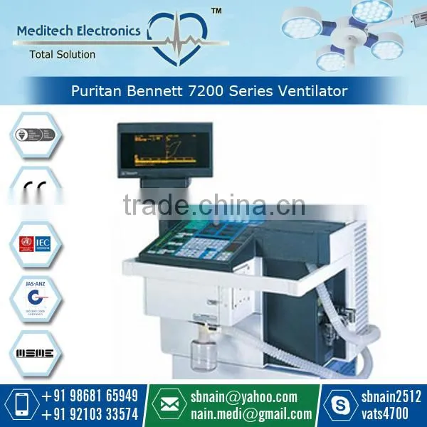 Micro-Processor Controlled Effective Puritan Bennett 7200 Series Ventilator With In-built Air/Oxygen Blender and Nebulizer