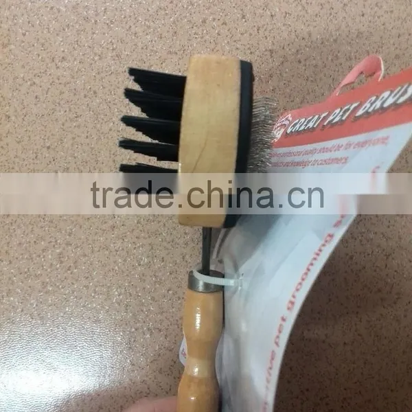 2016 Easy Clean Anti-allergic Pet Grooming Products Wood Handle Big Stainless Steel Dog Comb photo-3
