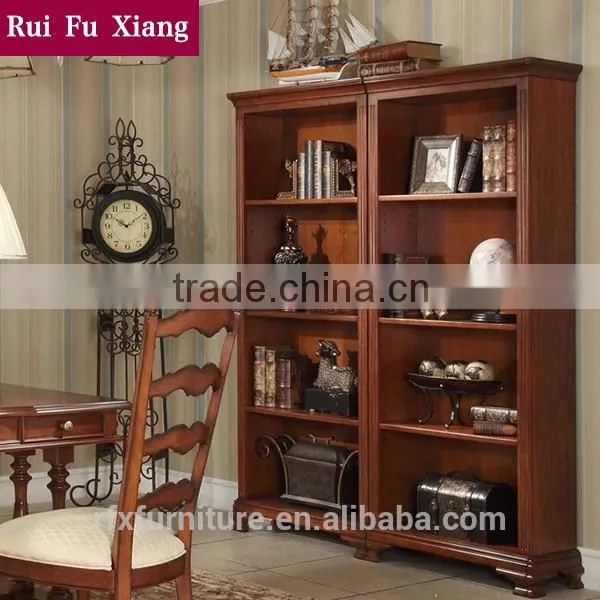 Classical Wood Book Cabinet With Handmade Carving for Storage and Floor Display AI-209