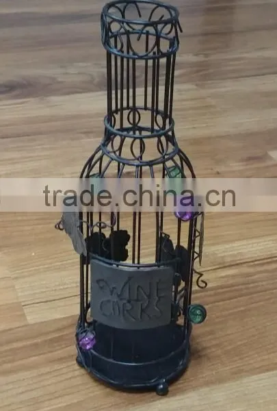 Wine Bottle Shaped Classical Baking Finish Metal Wine Cork Holder photo-2