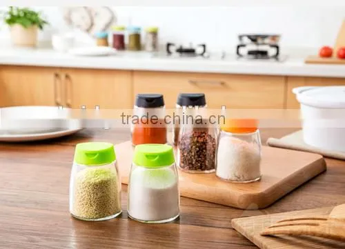 Clear Seasoning Glass BBQ Spice Jar With Black Shaker Cap Quality Choice photo-2