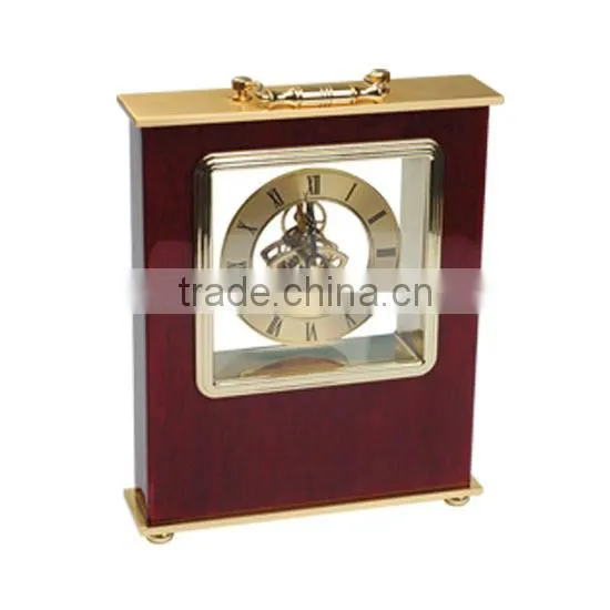 Easy Take Wooden Mechnical Clock With Handle As Desktop Clock