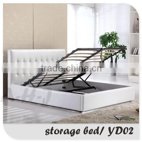 Modern Style Pu Gas Lift Storage Bed In White Color YD02 Quality Choice