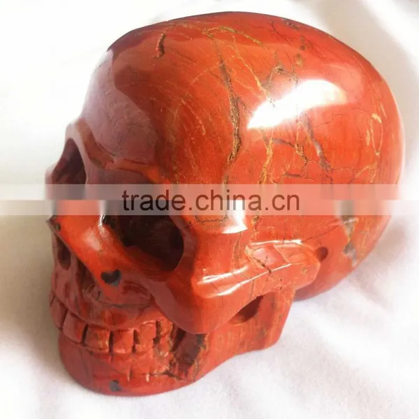 High Quality Natural Gemstone Bloodstone Skull Sculpture Decor photo-2