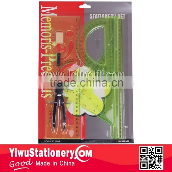 7PCS Math Geometry Set Blister Card Ruler Set Drawing Set