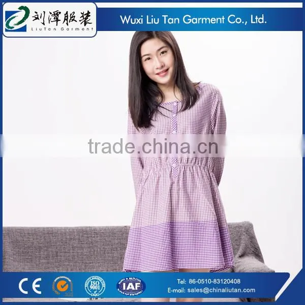 Ladies Plaid Poplin Pajama Sleepwear From China Oem Factory
