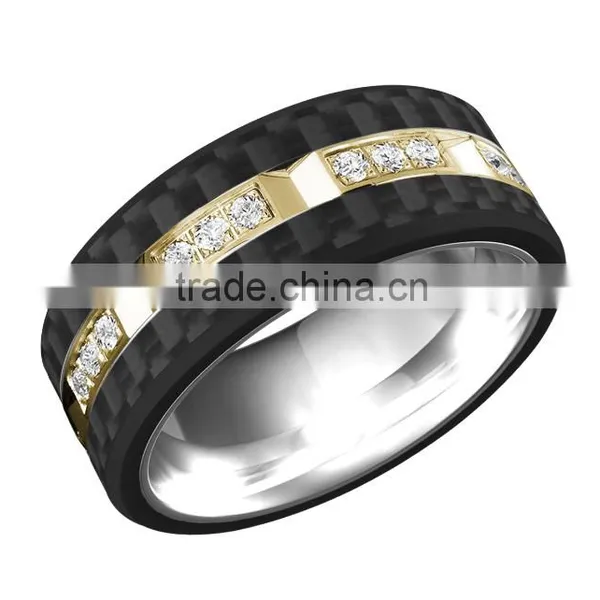 Polished Shiny Tungsten Wedding Bands Ring Inlay Carbon Fiber Rings photo-6