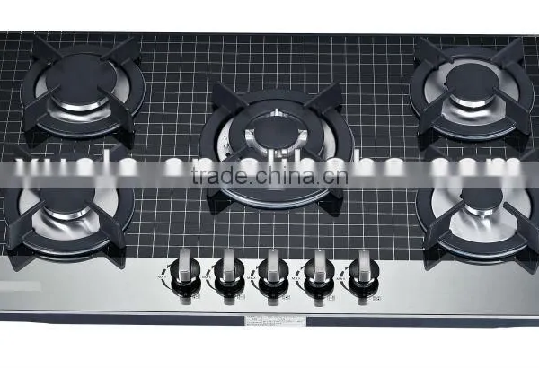 2014 With Square Grid Coated Glass Panel 5 Burner Gas Hob Zhongshan Factory OEM Service(Model No: Z915E-ABCCD I)