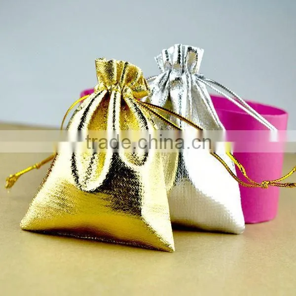 Metallic Gold Stripe Drawstring Pouches photo-4