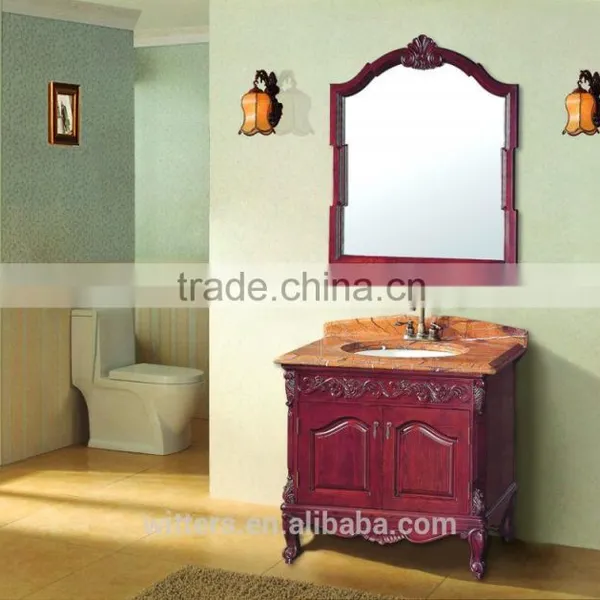 Wholesale Beige Yellow Floor Stand Hotel Bathroom Cabinet WTS839 photo-2