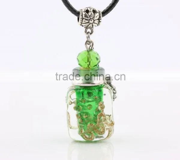 Glow in Dark Square Shape Essential Oil Diffuser Perfume Bottle Pendant Aromatherapy Essential Oil Pendant Jewelry photo-5