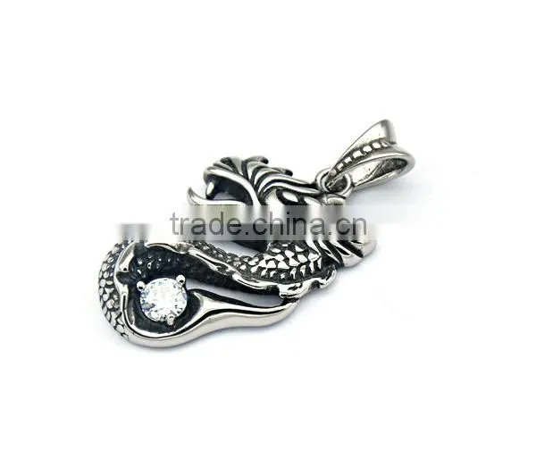Classic Mens Silver Charm Necklace Punk Stainless Steel Dragon Pendant Casting Jewelry photo-3