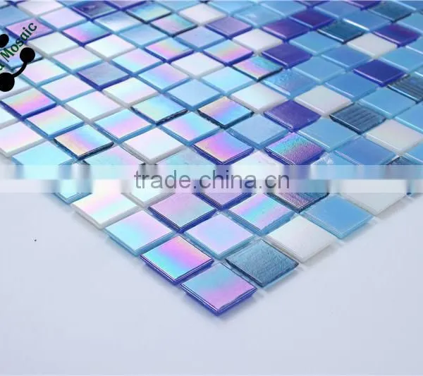 SMH20 Blue Mix Square Mosaic Pattern Glass Mosaic Swimming Pool Bottom Tiles photo-5
