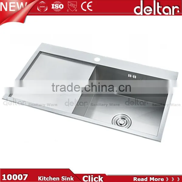 Sus304 Double Sink With Drainer Board Italian Kitchen Sink 114mm Drainer Hole photo-2