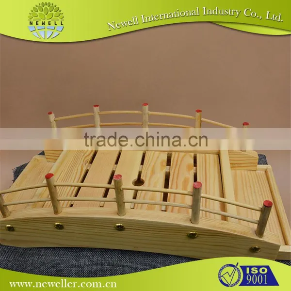 not flake natural cheap wood sushi bridge tray of various sizes