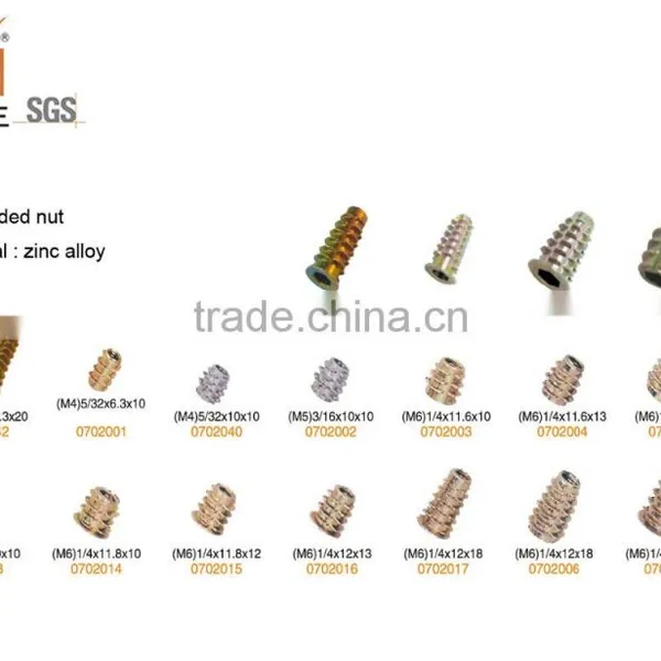 zinc alloy embedded lock nut for wood furniture