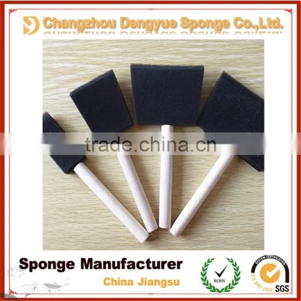 Black PU Sponge Soft Filter Foam Drawing Painting Craft Foam Brush With Wooden Handle photo-5