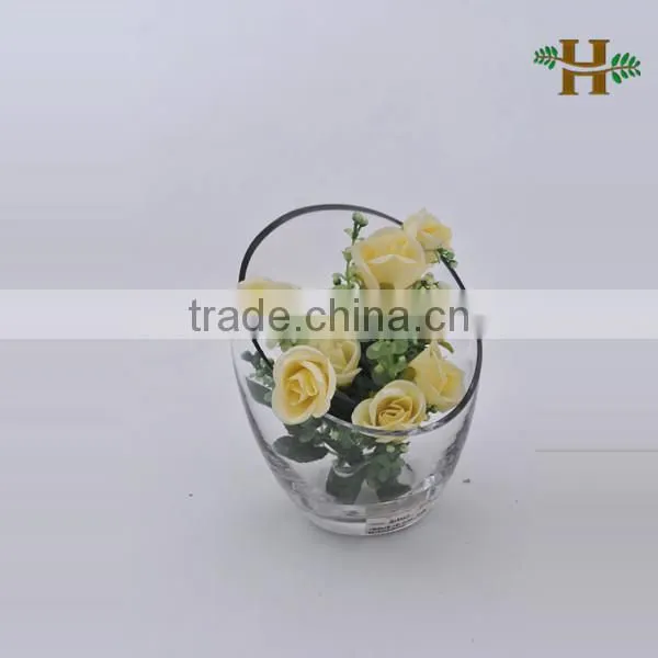 Hand Made Clear Oblique Opening Glass Jar
