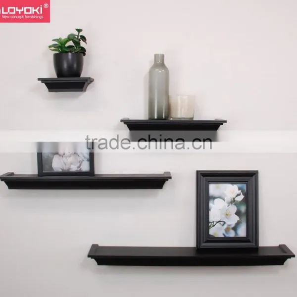 Classic Set of 4 Multi Length Floating Ledge Shelves Frame Display Antique MDF Wood Wall Mount Wall Shelf photo-4
