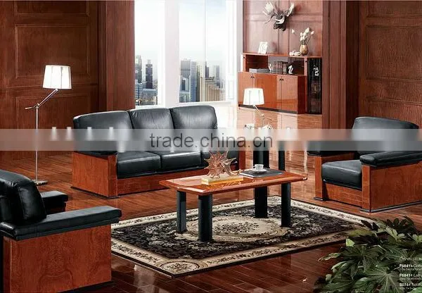 Vintage Office Sofa,Luxury Office Furniture,Black Leather Office Sofa(BF08-0226) photo-1