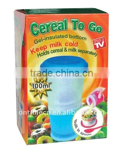 gel-insulated botton cup,breakfast cup,cereal and milk separately cup