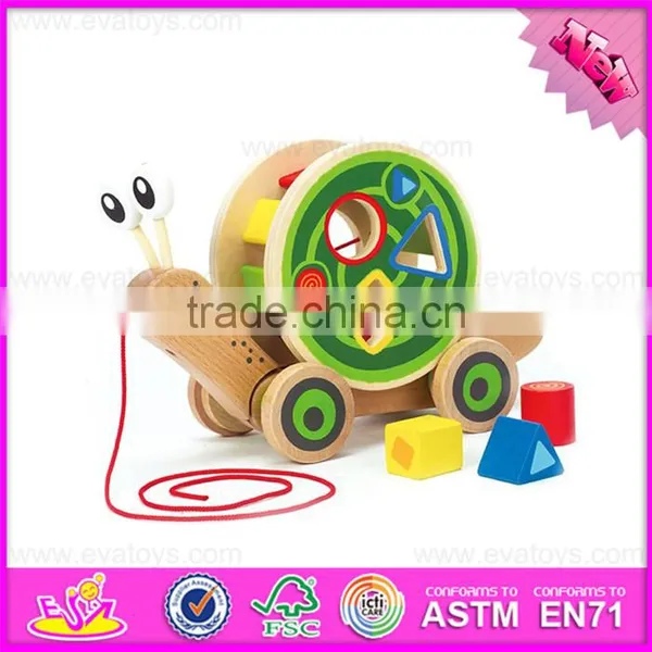 2016 Hot Sale Baby Wooden Snail Toy, Most Popular Kids Wooden Snail Toy W05B155 photo-3