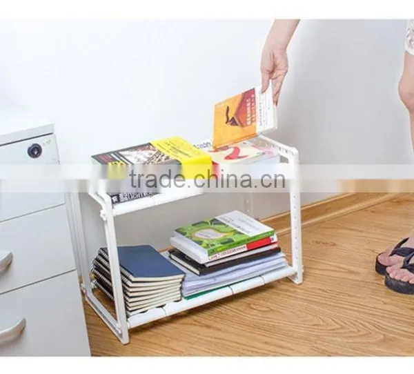 2 Tier Expandable Adjustable Under Sink Shelf Storage Shelves Kitchen Organizer photo-3