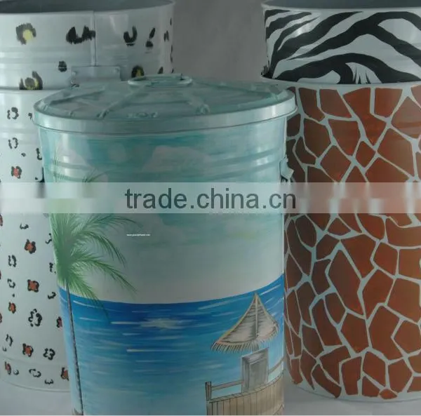 Indooor Decoratin Big Colorful Metal Garbage Bin photo-5