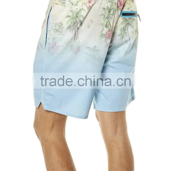 2015 New Design 100% Cotton Mens Printed Shorts Mens Swim Short Beach Style Blue Color Fashion Mens Shorts photo-3